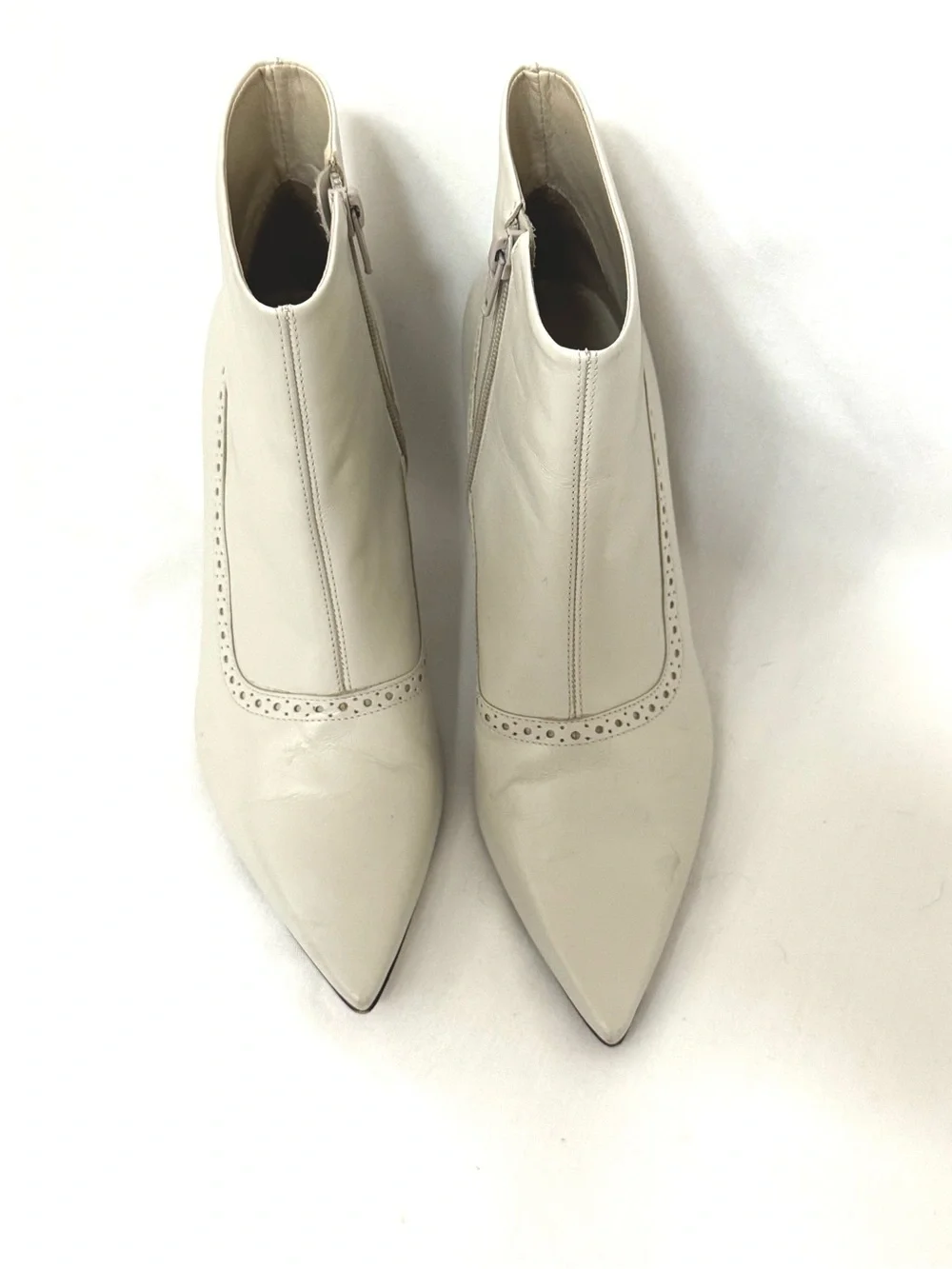 White Pointed Toe Ankle Boots Black Heel 8 Franco Sarto